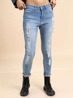 TOKYO TALKIES - Women Blue Skinny Fit Highly Distressed Stretchable Jeans