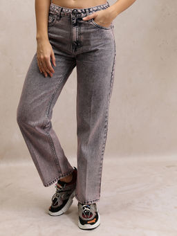TOKYO TALKIES - Women Lavender High Waist Straight Fit Jeans