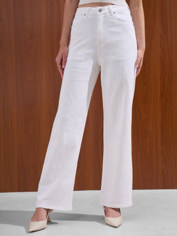 TOKYO TALKIES - Women White 5 Pockets Straight Leg Denim Jeans