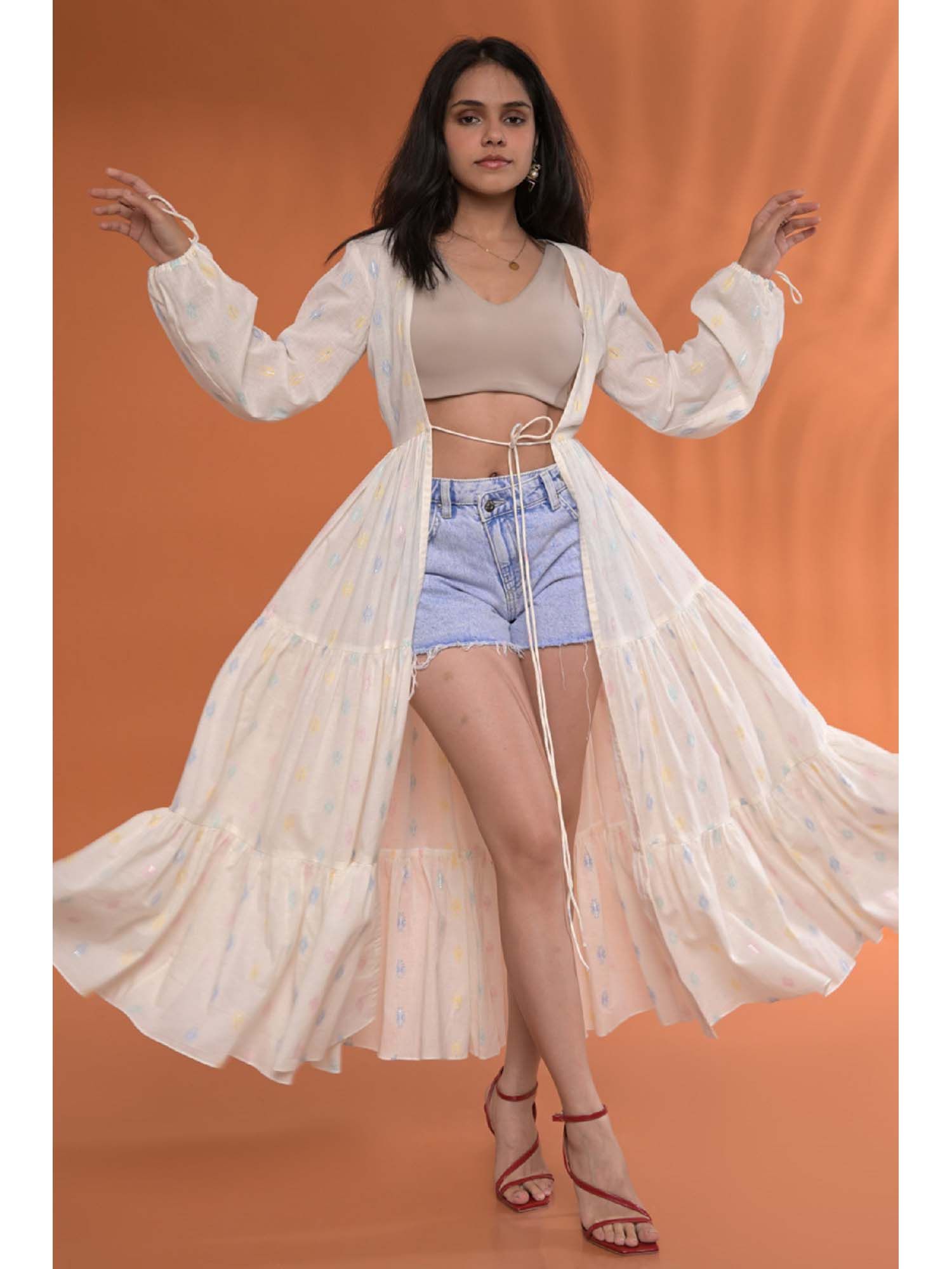 tanoti White Ruva Woven Long Shrug-picture-18