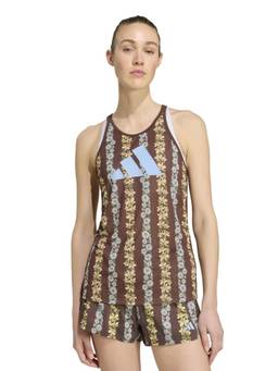 adidas - Women Brown Floral Polyester Tank Top