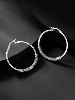 Peora - 925 Sterling Silver Oxidised Small Hoop Earrings Huggie Jewellery-PF17E62