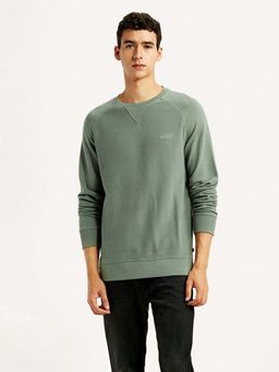 Levi's - Men Solid Sage Green Crew Neck Sweatshirt