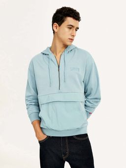Levi's - Men Solid Blue Full Sleeves Hoodie
