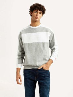 Levi's - Men Colorblock Grey Crew Neck Sweatshirt