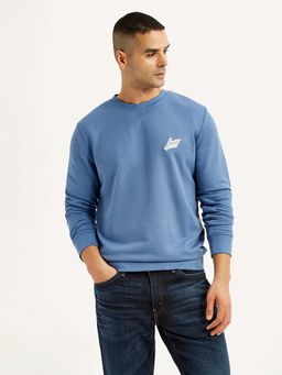 Levi's - Men Brand Logo Blue Crew Neck Sweatshirt