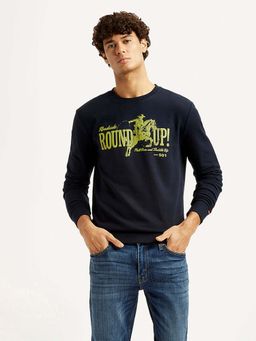 Levi's - Men Navy Blue Typography Printed Sweatshirt