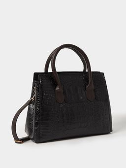 Styli - Textured Satchel Bag with Scarf and Detachable Strap