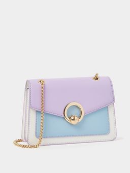 Styli - Purple Color Block Clutch Sling Bag