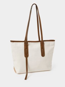 Styli - White Croc Texture Tote Bag