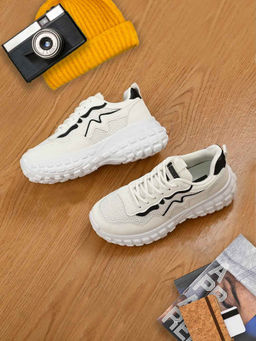 Jove - Women White and Black Solid Casual Sneaker
