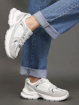 Yoho - Grey Cushioned Insole Anti-Skid Chonks Sneakers for Women