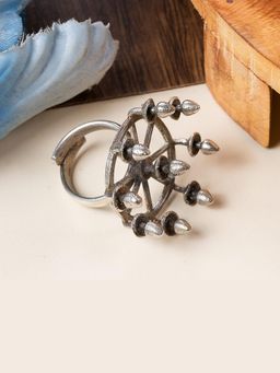Putstyle - Oxidised Spiked Banjara Ring - Silver