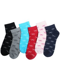 NEXT2SKIN - Women's Ankle Multi-Color Printed Socks (Pack Of 6)