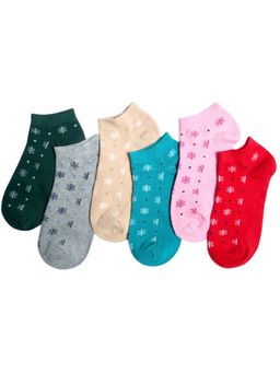 NEXT2SKIN - Women's Sneaker Multi-Color Printed Socks (Pack Of 6)