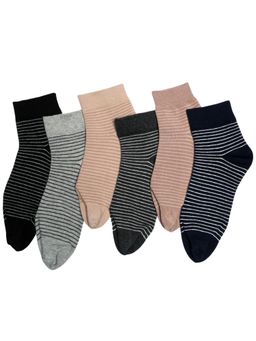NEXT2SKIN - Women's Ankle Multi-Color Stripes Socks (Pack Of 6)