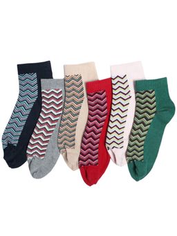 NEXT2SKIN - Women's Ankle Multi-Color Printed Socks (Pack Of 6)