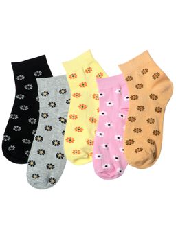 NEXT2SKIN - Women's Ankle Multi-Color Floral Socks (Pack Of 5)