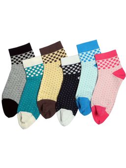 NEXT2SKIN - Women's Ankle Multi-Color Polka Dots Socks (Pack Of 6)