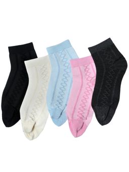 NEXT2SKIN - Women's Ankle Multi-Color Self Design Socks (Pack Of 5)