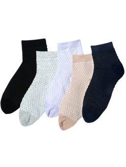 NEXT2SKIN - Women's Ankle Multi-Color Self Design Socks (Pack Of 5)