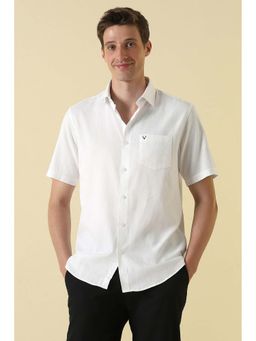 Allen Solly - White Classic Fit Textured Half Sleeves Casual Shirt