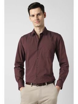 Peter England - Maroon Regular Fit Full Sleeves Formal Shirt