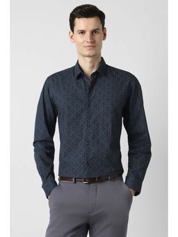 Peter England - Navy Blue Regular Fit Full Sleeves Formal Shirt