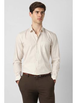 Peter England - Beige Regular Fit Full Sleeves Formal Shirt