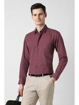 Peter England - Maroon Regular Fit Full Sleeves Formal Shirt