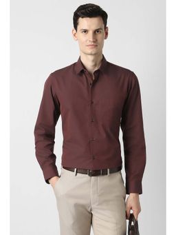 Peter England - Maroon Regular Fit Full Sleeves Formal Shirt