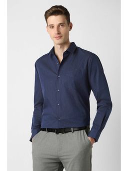 Peter England - Navy Blue Regular Fit Full Sleeves Formal Shirt