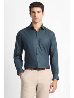 Van Heusen - Navy Blue Textured Full Sleeves Formal Shirt