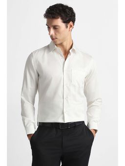 Van Heusen - White Solid Full Sleeves Formal Shirt