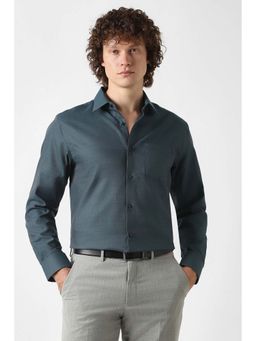 Van Heusen - Blue Textured Full Sleeves Formal Shirt