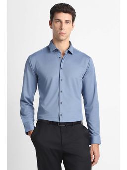 Van Heusen - Blue Textured Full Sleeves Formal Shirt