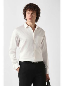 Van Heusen - Cream Textured Full Sleeves Formal Shirt