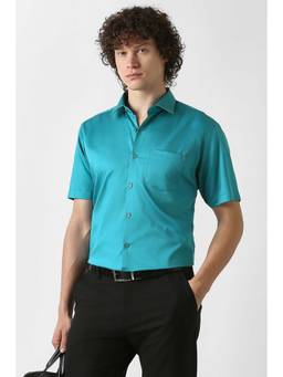 Van Heusen - Blue Solid Half Sleeves Formal Shirt