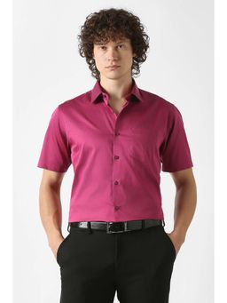Van Heusen - Pink Solid Half Sleeves Formal Shirt