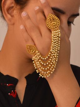 Niscka - Gold Plated Laxmi Design Traditional Statement Ring