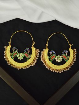 Niscka - Gold Plated Bumblebee Peacock Chandbali Earrings