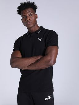 Puma - Ottoman Collar Tipping Mens Black T-shirt