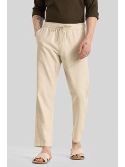 Snitch - Beige Plain Relaxed Casual Trouser