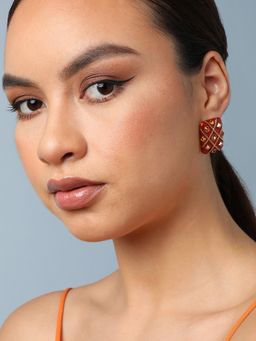 Sohi - Gold Plated Party Designer Stone Stud for Women