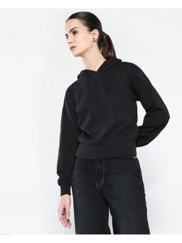 RAREISM - Women Finned T Primary Black Relaxed Hoodie