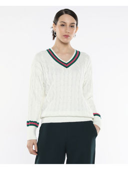 RAREISM - Women Simaya Primary Off White Relaxed Sweater