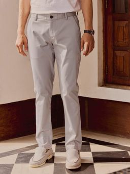 Andamen - Mens Grey Casual Cotton Blend Regular Fit Chinos