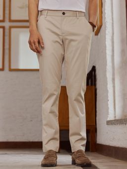 Andamen - Mens Beige Casual Cotton Blend Regular Fit Chinos