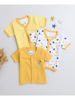 Bumzee - Yellow & White Girls Half Sleeves Jablas (Pack of 3)