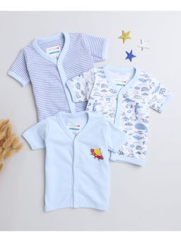 Bumzee - Blue & White Girls Half Sleeves Jablas (Pack of 3)